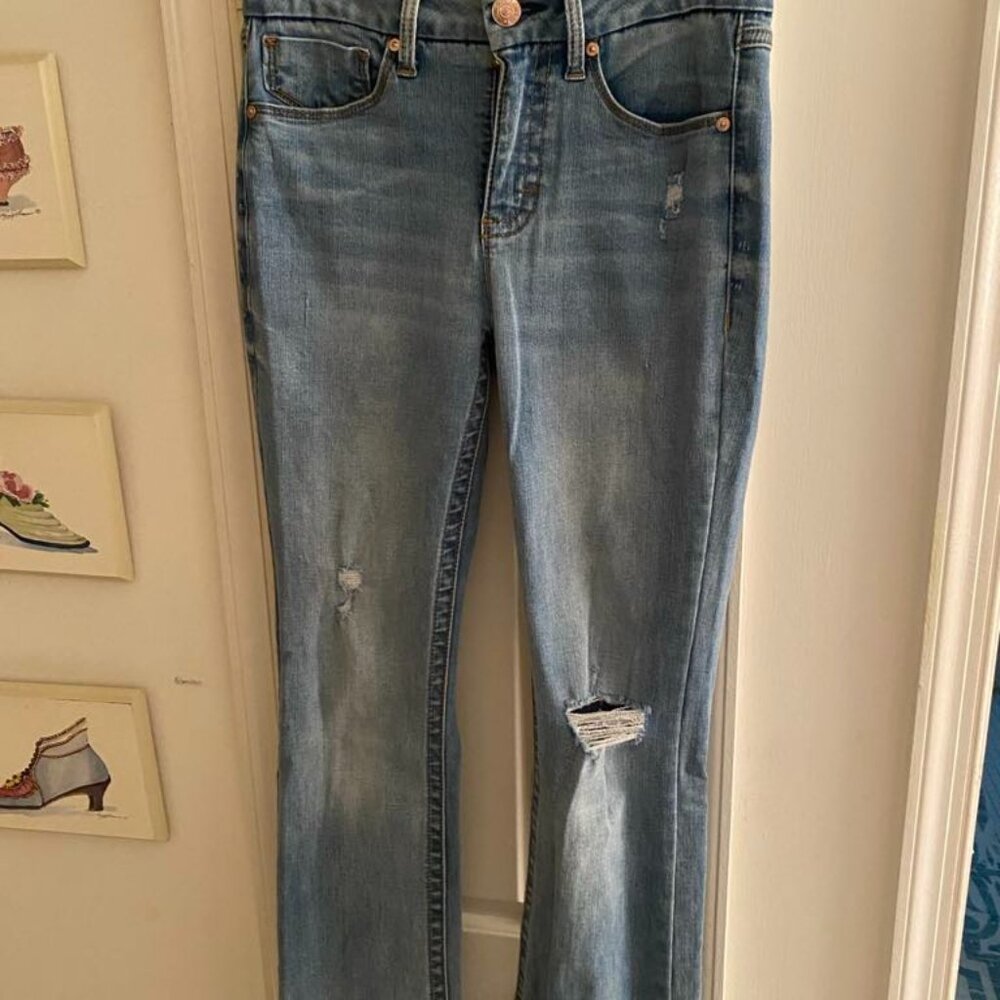 Y2K Seven7 Jeans - Distressed Stretch Denim, Slightly Flared
